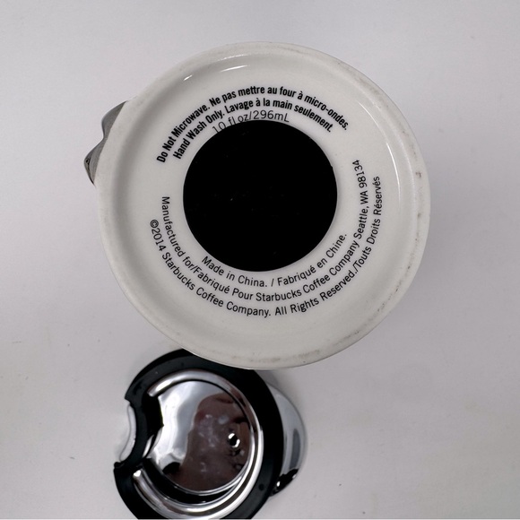 Starbucks 2014 White Ceramic Silver Studded 10oz Travel Tumbler Coffee Mug w/Lid - Picture 6 of 7